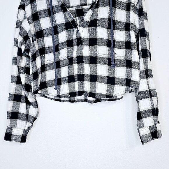 AE Cozy Cabin Oversized Hoodie Button Down Flannel Lightweight Jacket Top - Picture 7 of 13